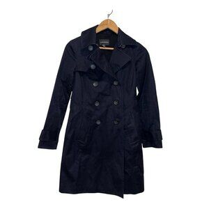 Club Monaco XS Dark Blue Double-Breasted Trench Coat Womens